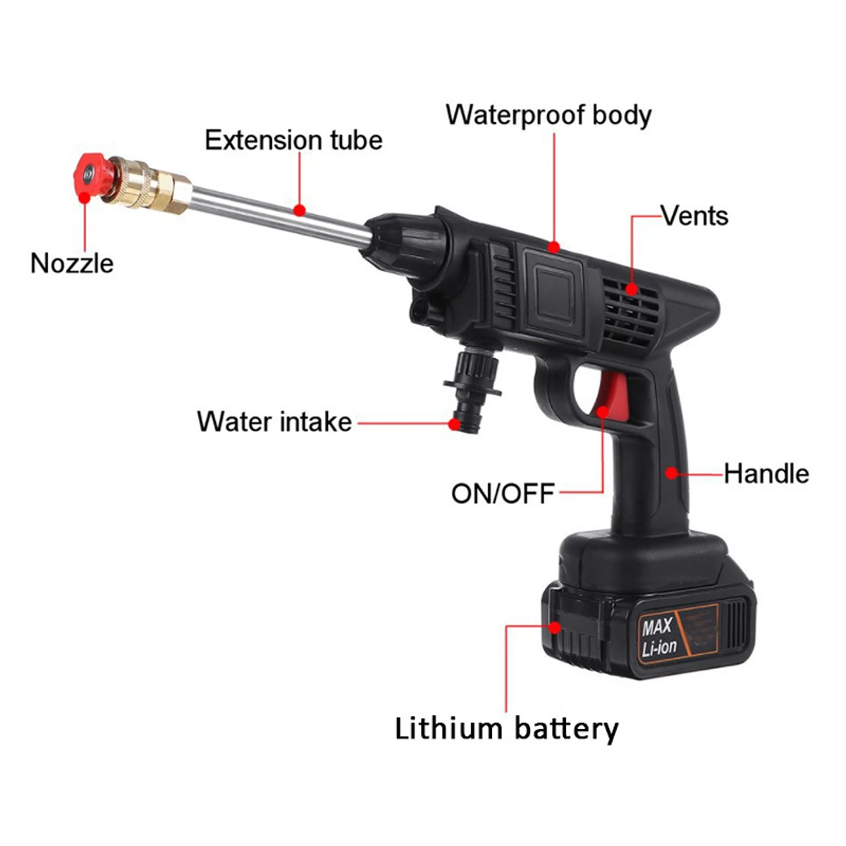 Rechargeable Cordless High Pressure Car Washer Gun