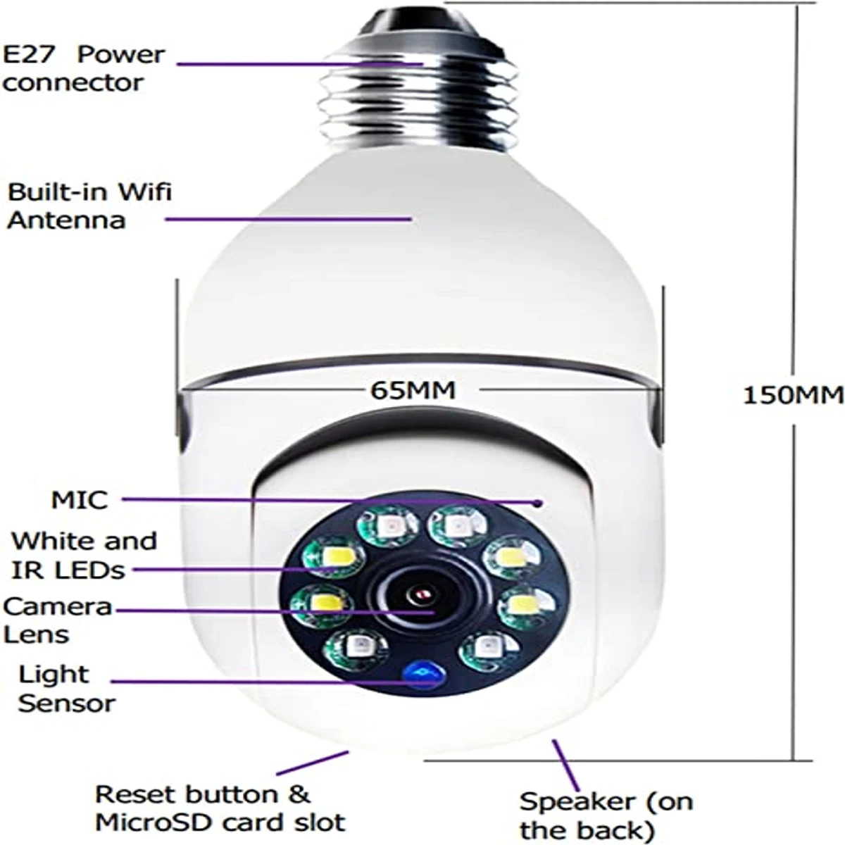 আইপি বাল্ব সিস্টেম 360° মুভিং Wi-Fi ক্যামেরা