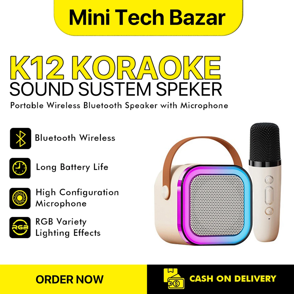 K12 Portable Karaoke Speaker With Wireless Microphone