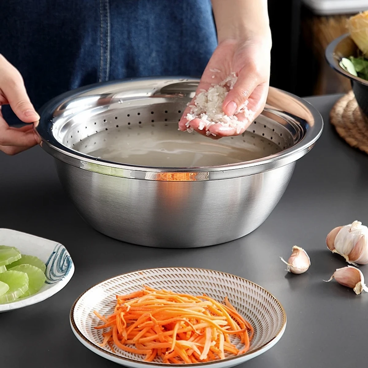 3 in 1 Vegetable Cutter with Drain Basket