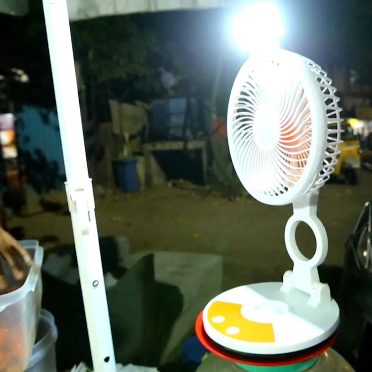 Rechargeable Table Fan With LED Light